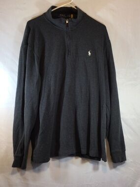 Polo Ralph Lauren Men's Estate Rib Quarter Zip Mock Neck Sweater Gray XL Casual